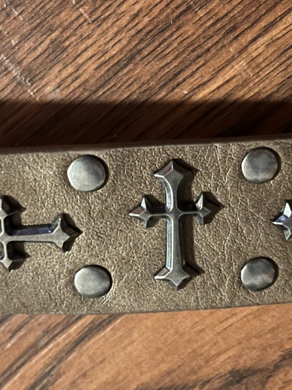 Brown Distressed Cross Studded Gothic Western Belt NWOT